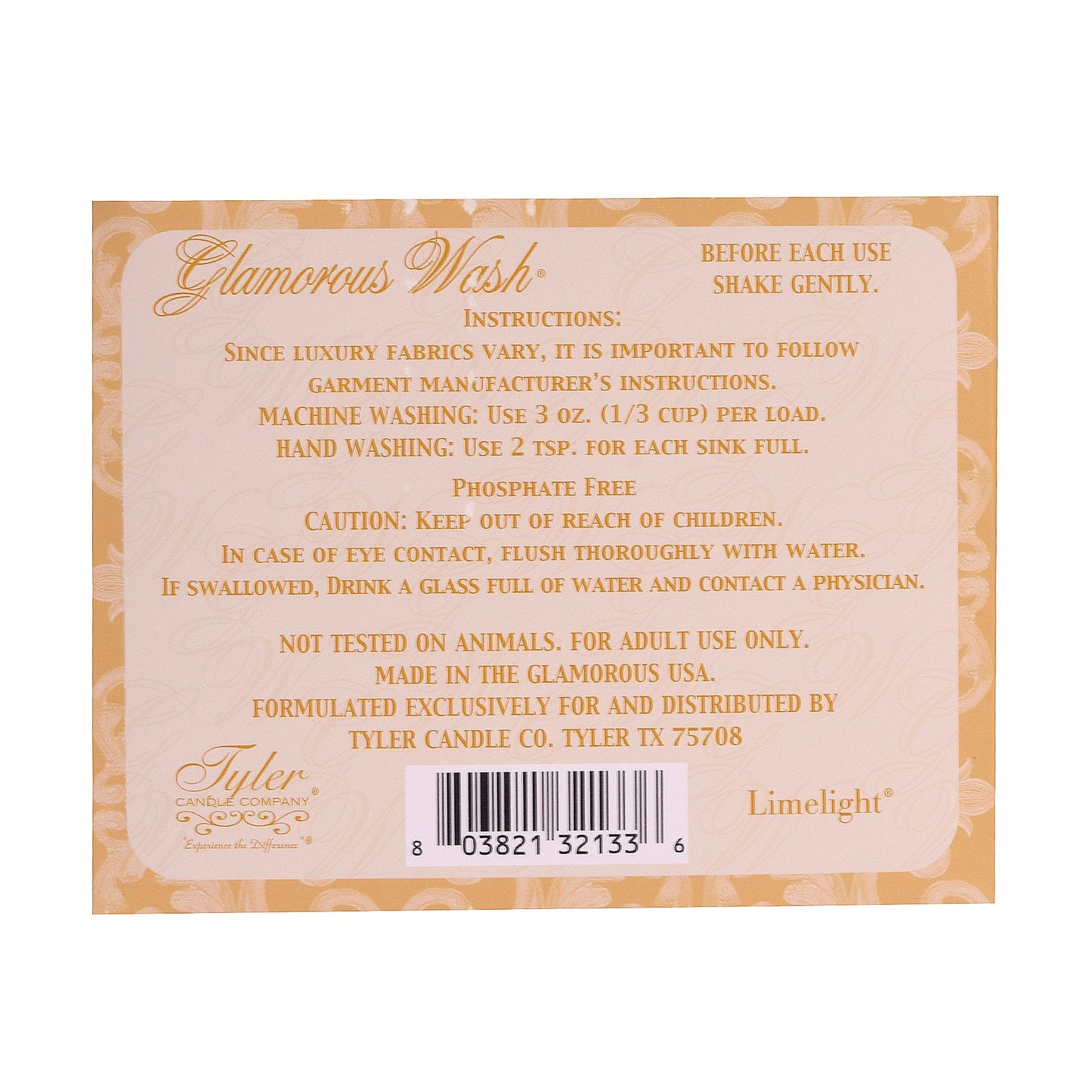 Limelight Glamorous Wash 32 oz Fine Laundry Detergent by Tyler Candles