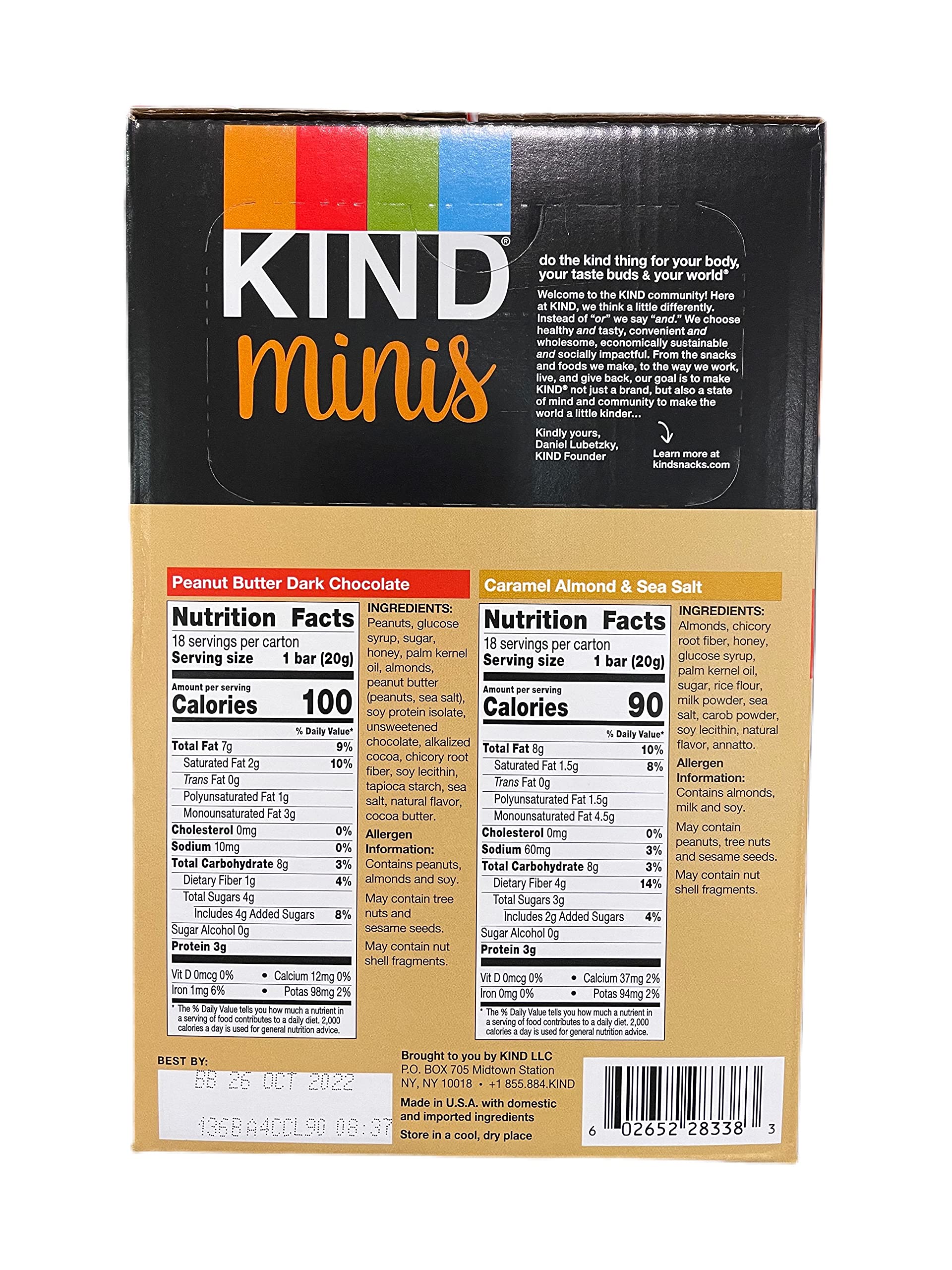 Kind Minis, 18 Peanut Butter Dark Chocolate, 18 Caramel Almond & Sea Salt, 36 Bars