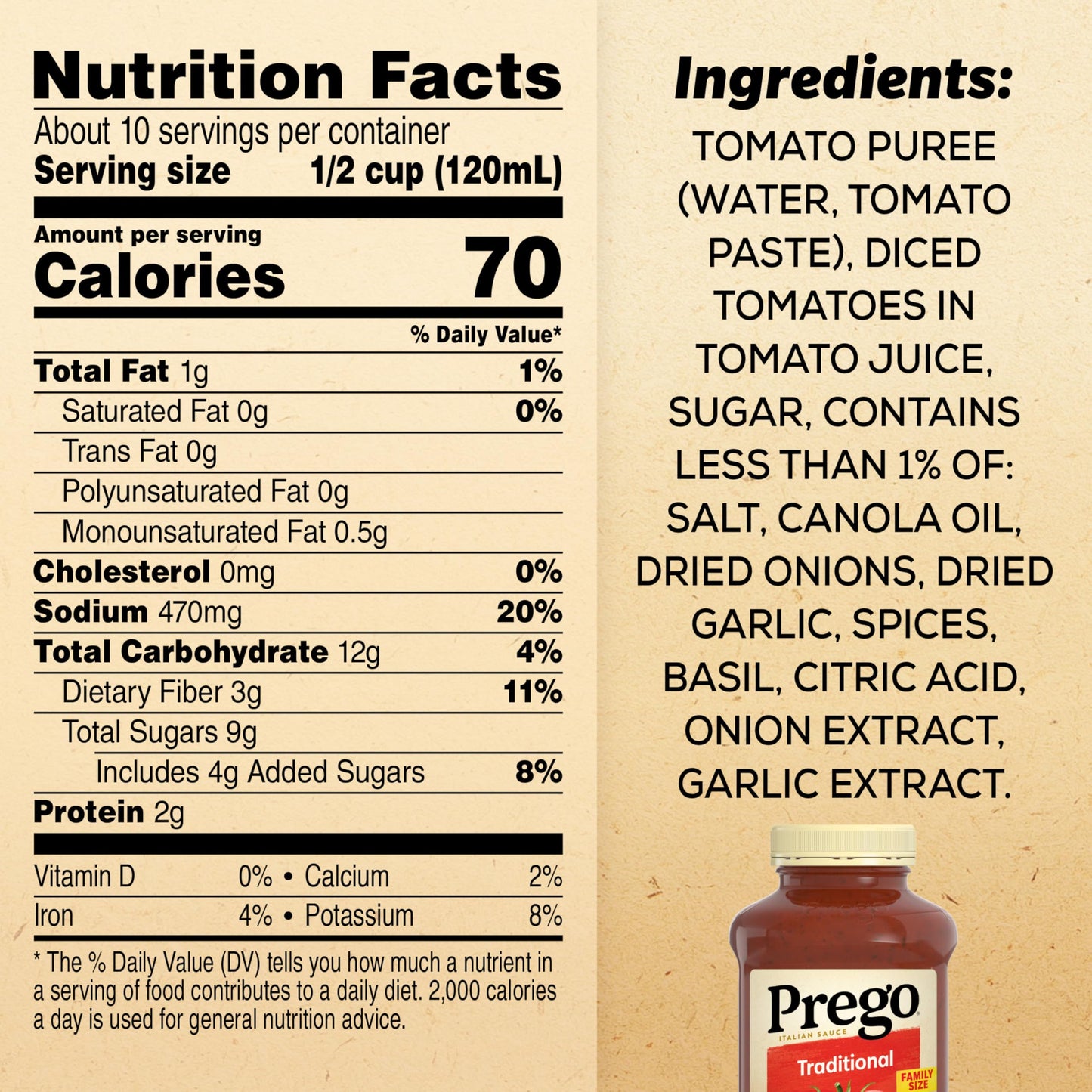 Prego Traditional Pasta Sauce, 45 oz Jar