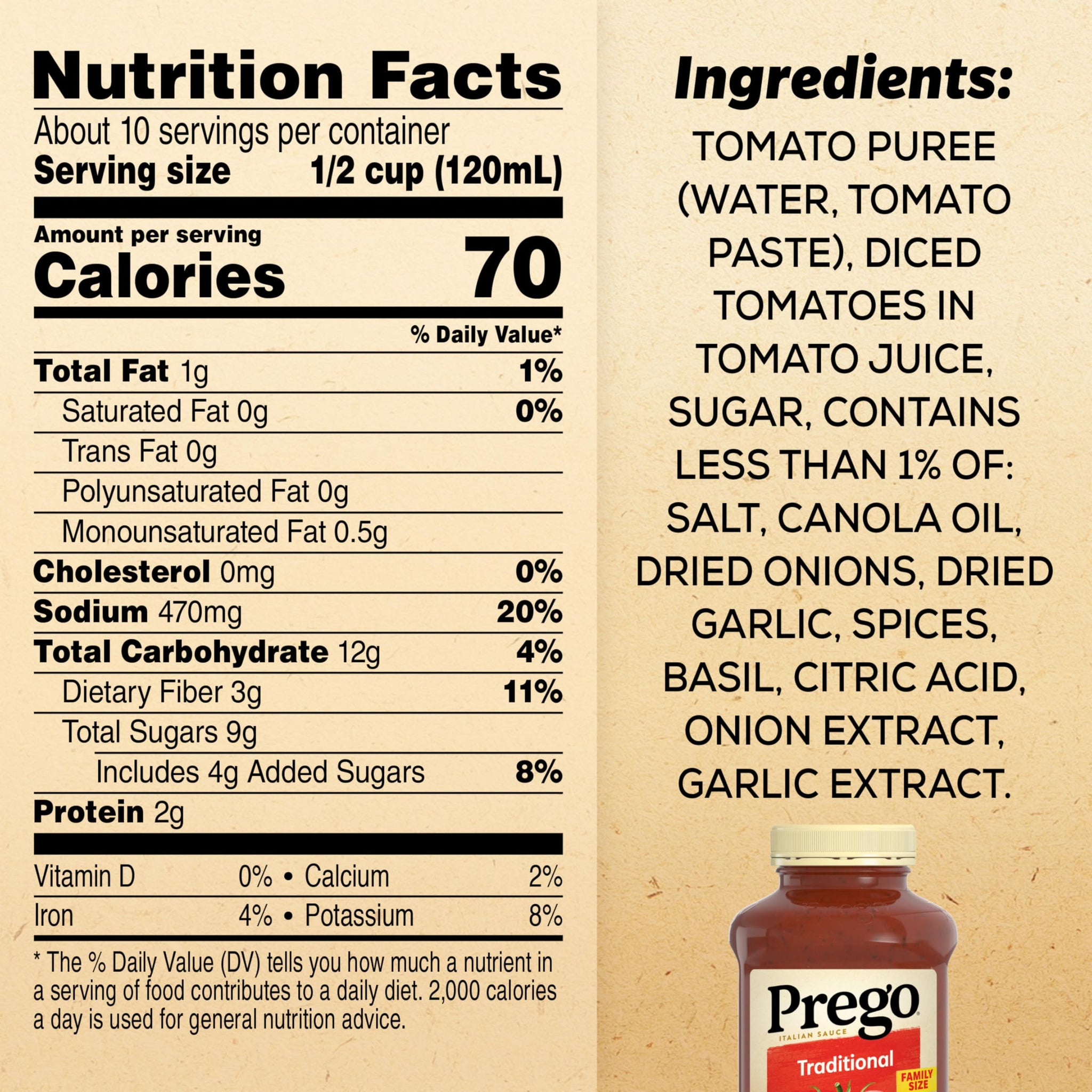 Prego Traditional Pasta Sauce, 45 oz Jar