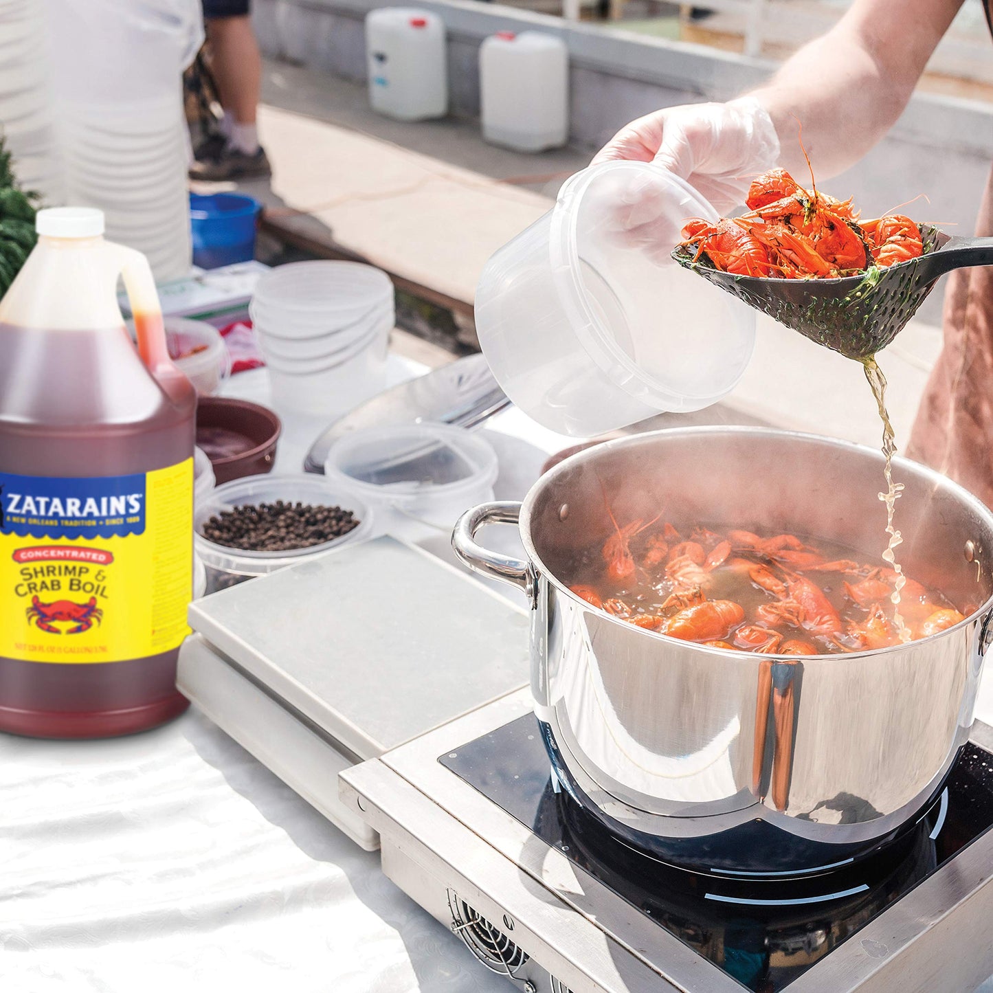 Zatarain's Concentrated Shrimp & Crab Boil, 1 gal - One Gallon Bulk Container of Liquid Crab Boil to Add Flavor to Seafood, Potatoes, Corn, Vegetables