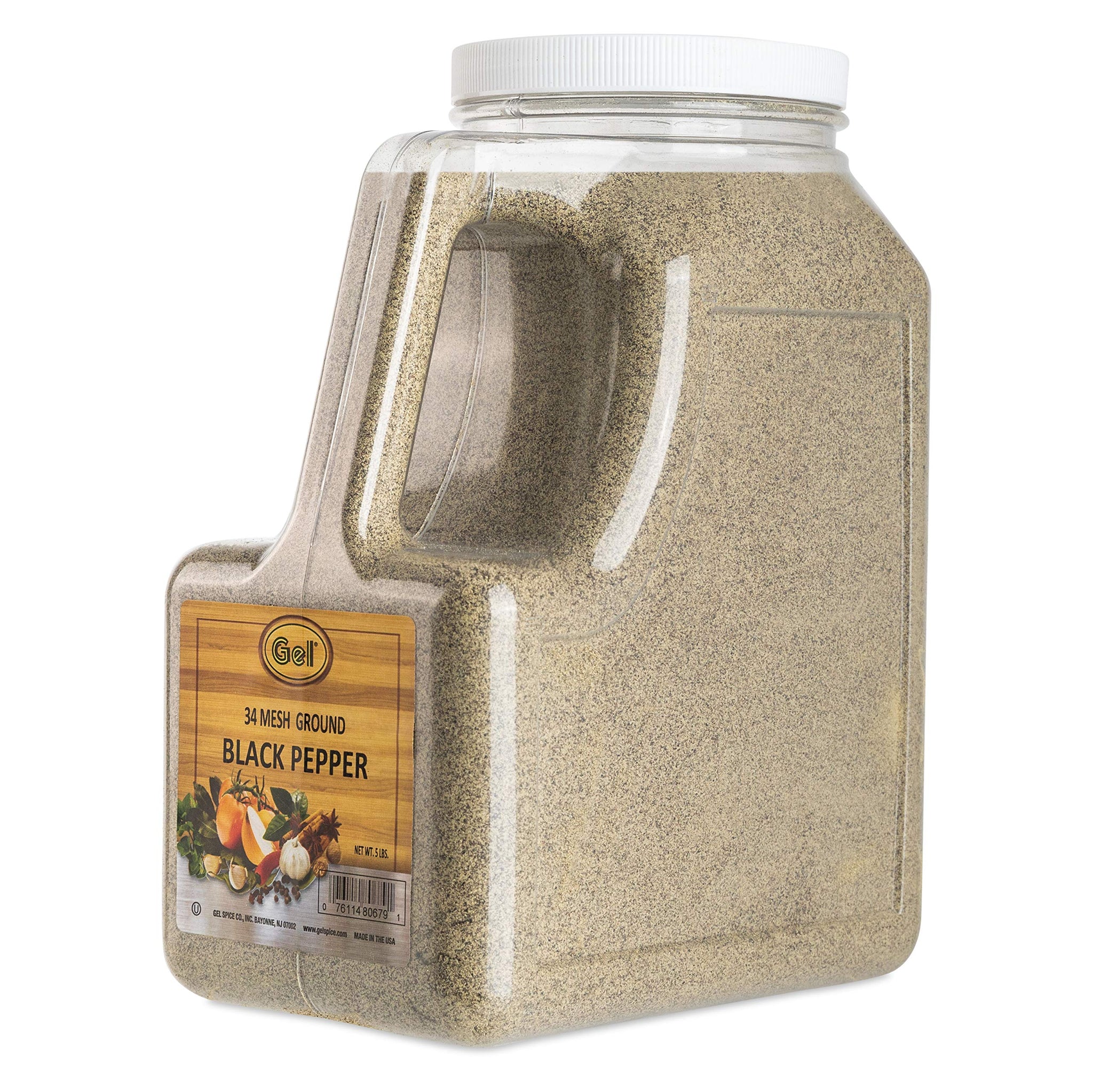 Gel Spice Fine Ground Black Pepper 34 Mesh 5 LB | Perfect Blending in Soups, Sauces, and for Lightly Dusting Baked Goods Bulk Restaurant