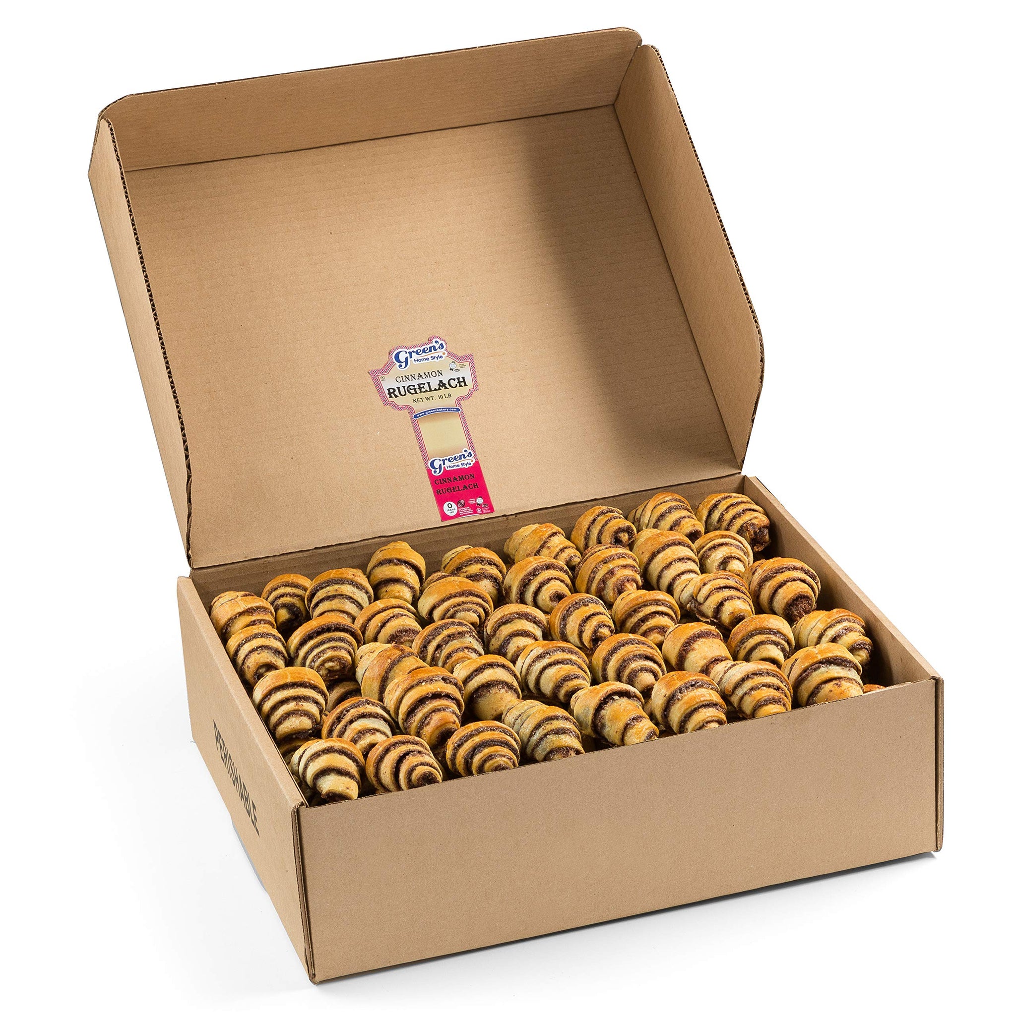 Green's Bakery Cinnamon Rugelach Croissant, 10 lb. Box, Fresh Bakery Food, Breakfast Pastery, Dairy and Nut Free, OK Certified Kosher and Pareve