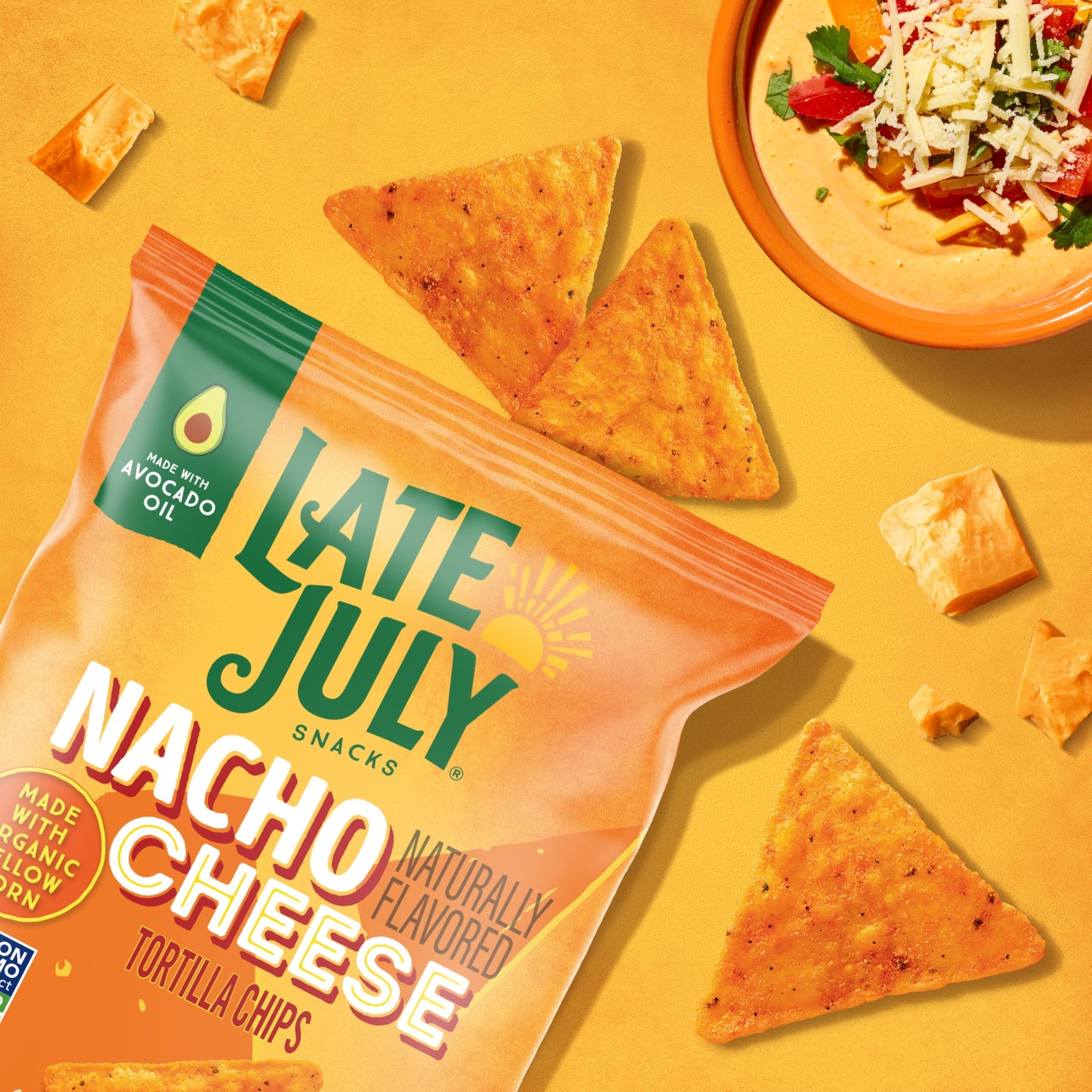 LATE JULY Snacks Nacho Cheese Tortilla Chips, 6 Oz Bag