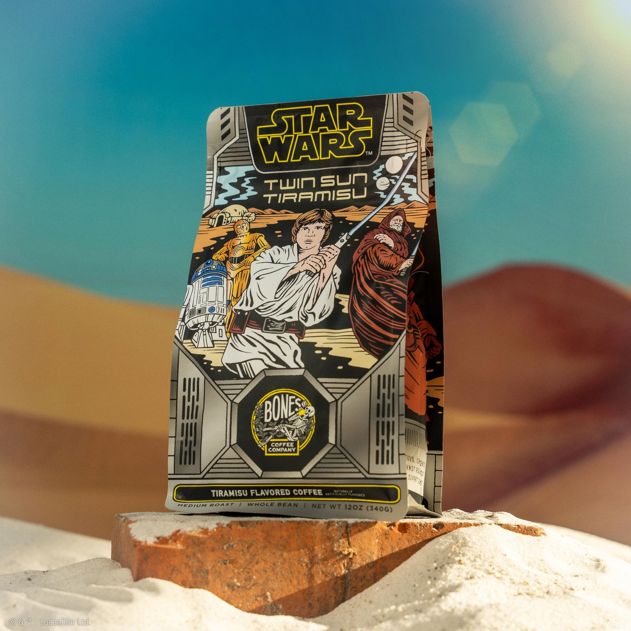 Bones Coffee Company Star Wars Twin Sun Tiramisu Flavored Coffee, Medium Roast Low Acid Arabica Beans Compatible with Auto drip and French Press