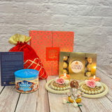 LoveNspire Diwali Gift Hamper Indian Festival Premium Deepawali Return Gift Box with Potli Bag Ganesha Statue Pearl Candle Holder Chocolates
