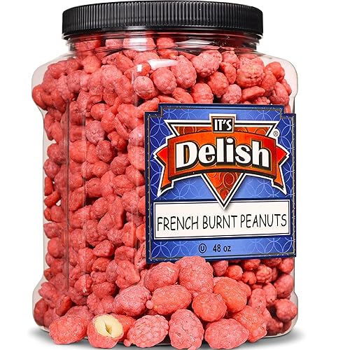 French Burnt Peanuts by Its Delish, 2.5 lbs Jumbo Container | Premium Quality, Fresh & Crunchy Candy Coated Peanuts - Vegan, Kosher, Made in USA