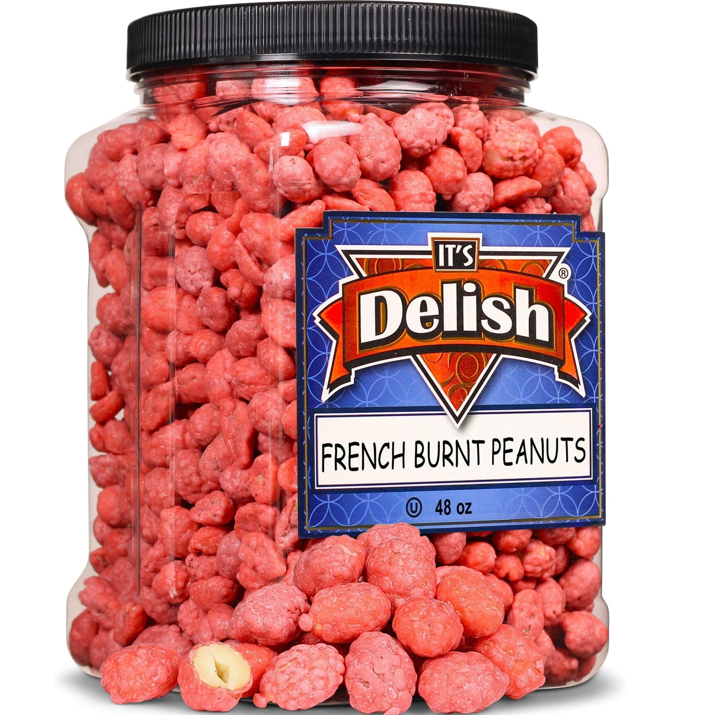 French Burnt Peanuts by Its Delish, 2.5 lbs Jumbo Container | Premium Quality, Fresh & Crunchy Candy Coated Peanuts - Vegan, Kosher, Made in USA