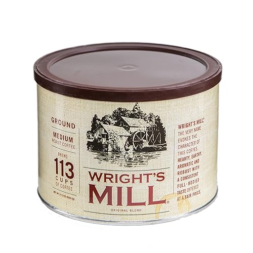 Red Diamond Ground Coffee, Wright's Mill Original Blend, Medium Roast, Hearty, Earthy, Aromatic & Robust, 21.5 Ounce Resealable Can