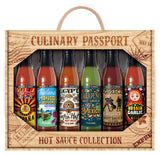 Culinary Passport 6 ct Wooden Crate Hot Sauce Collection, 18 fl oz - Great gift idea for Father's Day or Birthdays for a Hot Sauce Lover