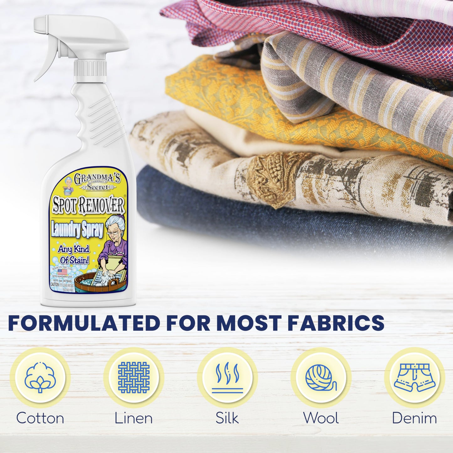 Grandma's Secret Spot Remover Laundry Spray - Chlorine, Bleach and Toxin-Free Fabric Stain Remover for Clothes - Removes Oil, Paint, Blood and Pet