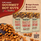 Sugar Bob’s Finest Kind, Maple Sriracha Cashews, Slow Roasted Sweet and Salty Nuts, Handmade in Vermont, 2.5 oz (Pack of 3)