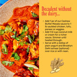 Brooklyn Delhi Cashew Butter Masala - Indian Simmer Sauce with Cashew Cream Tomatoes, Sweet Paprika - 12 Ounces - Mild Enough for a kid, Flavorful