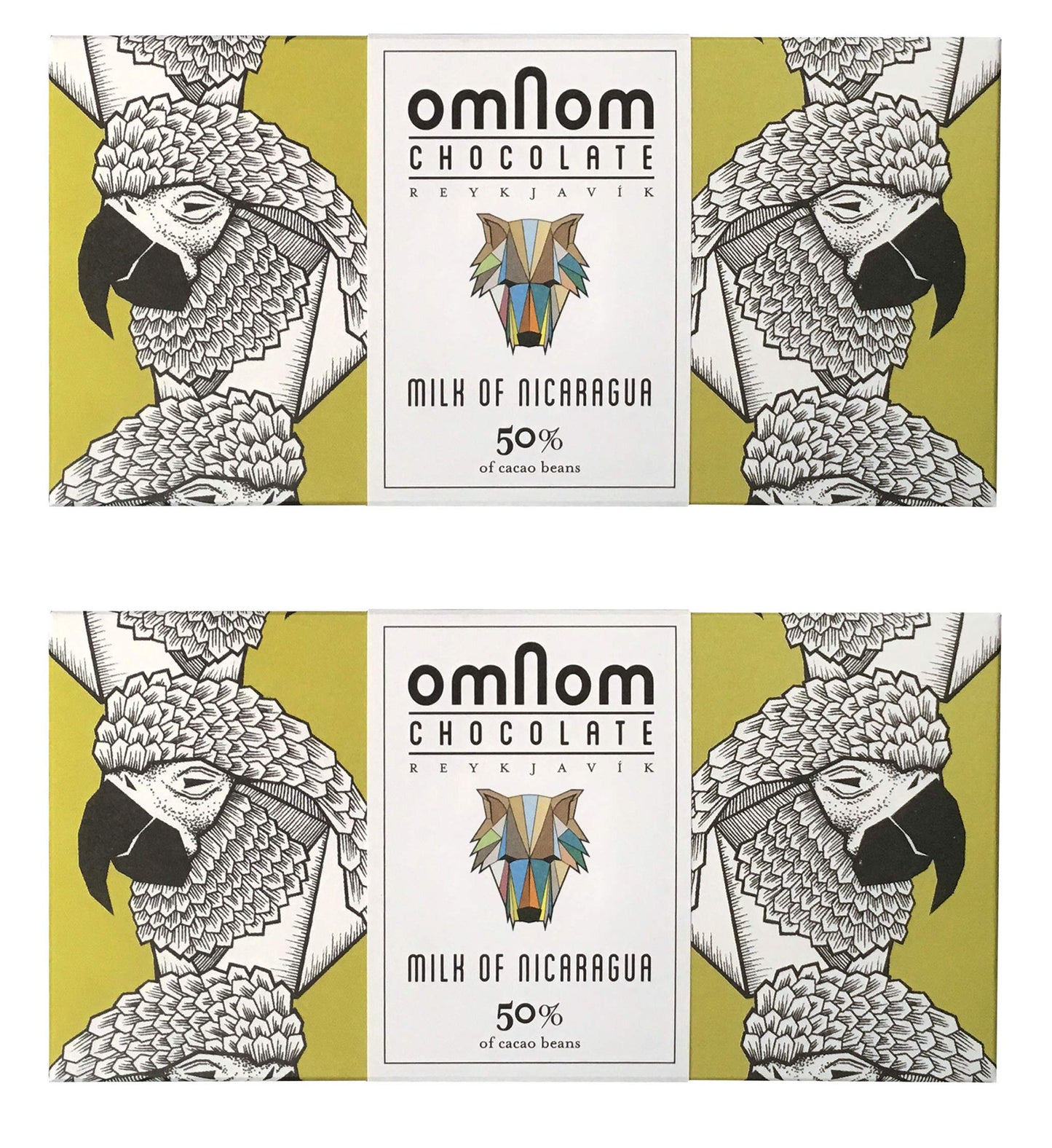 OmNom Milk of Nicaragua | 50% Single Origin Nicaragua Cacao | Icelandic Bean To Bar Chocolate by OMNOM CHOCOLATE REYKJAVIK | 2 x 60g Bar