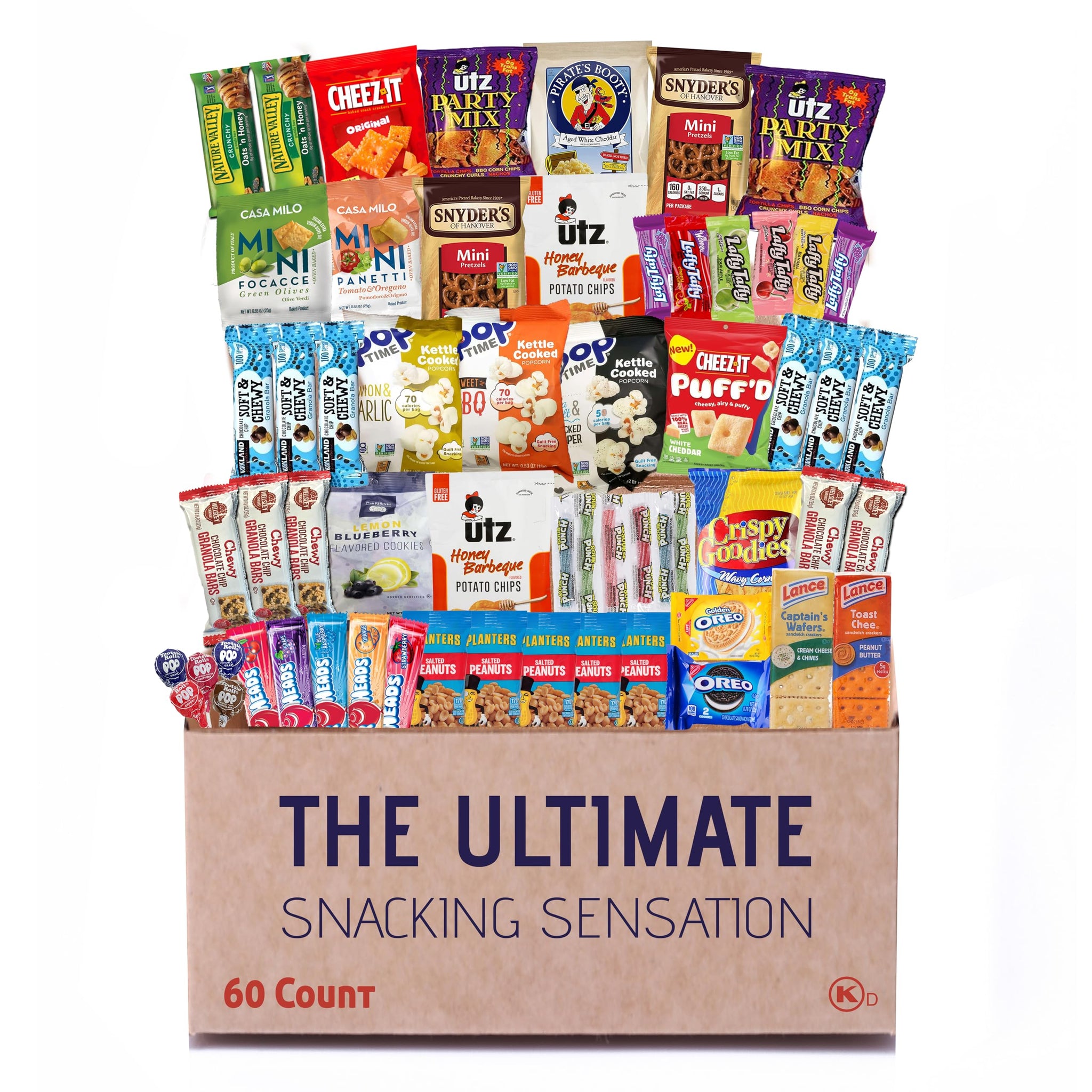 Broadway Basketeers 60 Count Snack Box Variety Pack Care Package for Graduation Kids Teens Adults Family Military College Students Birthdays