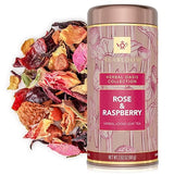 Teabloom Rose and Raspberry Loose Leaf Herbal Tea with Rose Petals & Berries | Floral Fruit Caffeine-Free Blend | Canister Makes 35-50 Cups |