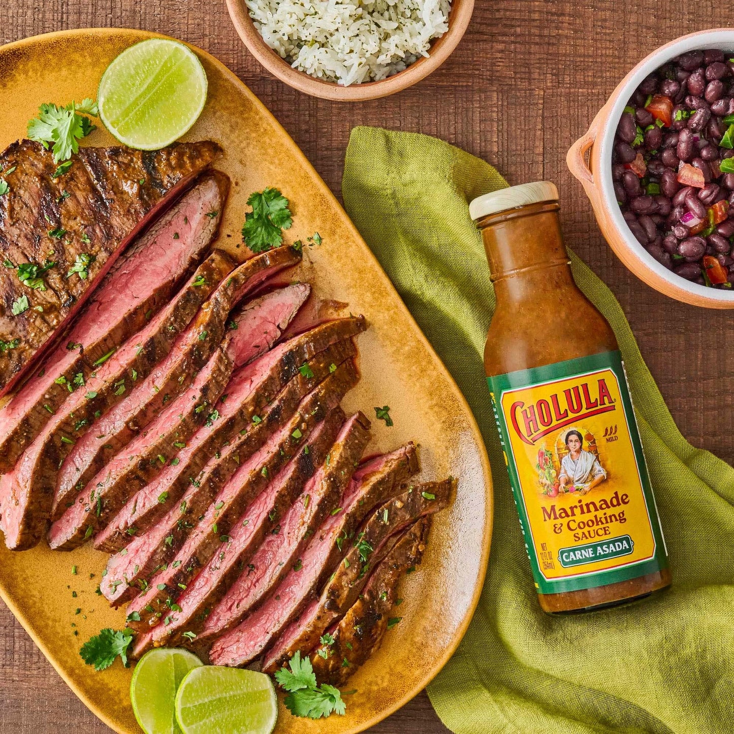 Cholula Marinade & Cooking Sauce, Carne Asada, For Carne Asada Tacos, Taco Salad, Steak Marinade and More, 12 fl oz