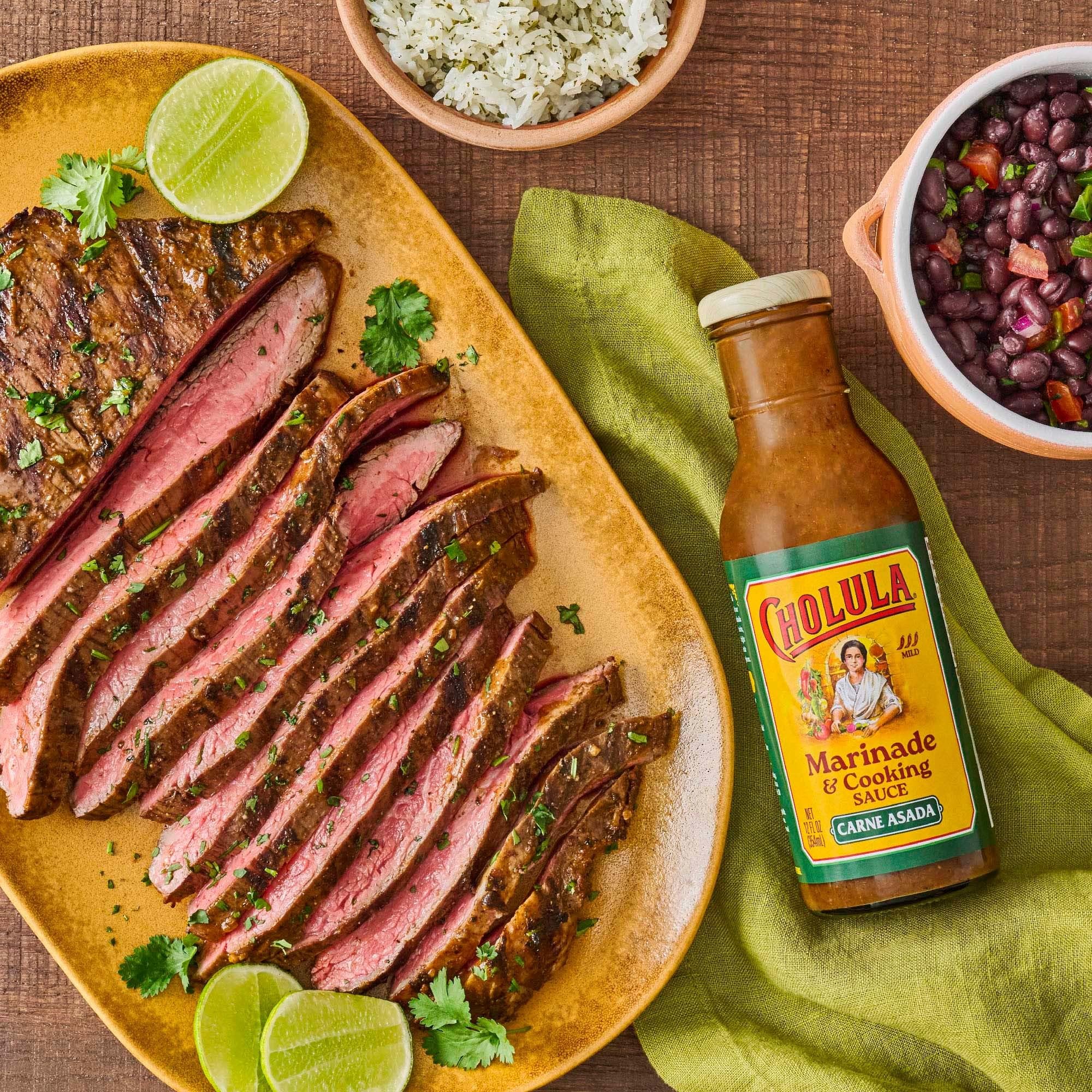 Cholula Marinade & Cooking Sauce, Carne Asada, For Carne Asada Tacos, Taco Salad, Steak Marinade and More, 12 fl oz