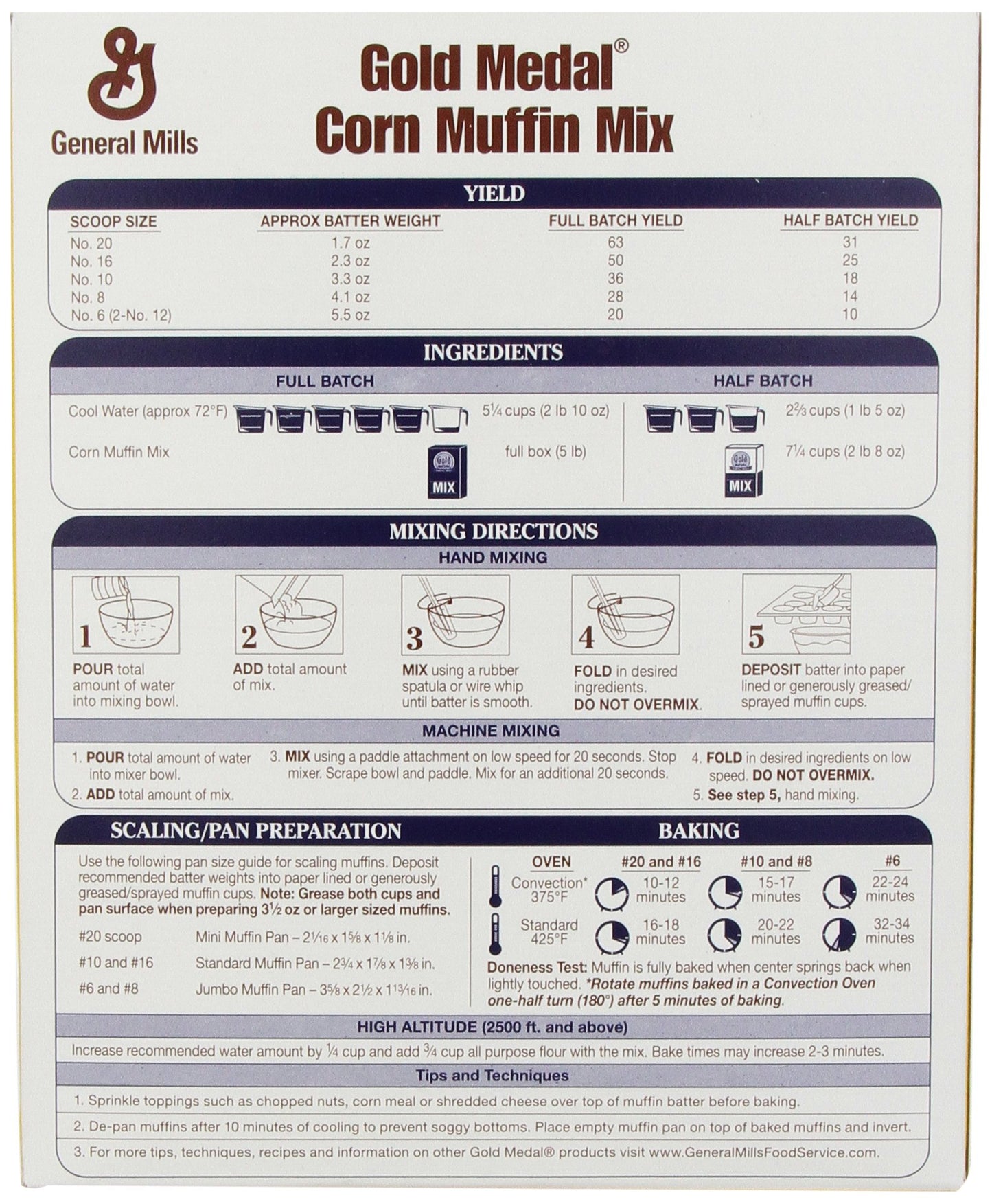 GeneralMills LR/D GOLD MEDAL CORN MUFFIN MIX 6 CASE 5 POUND, 5-pounds