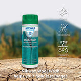 Nikwax Wool Wash, 300ml, Deodorize wool items, wool layers, safely cleans merino wool base layers, active wear, socks