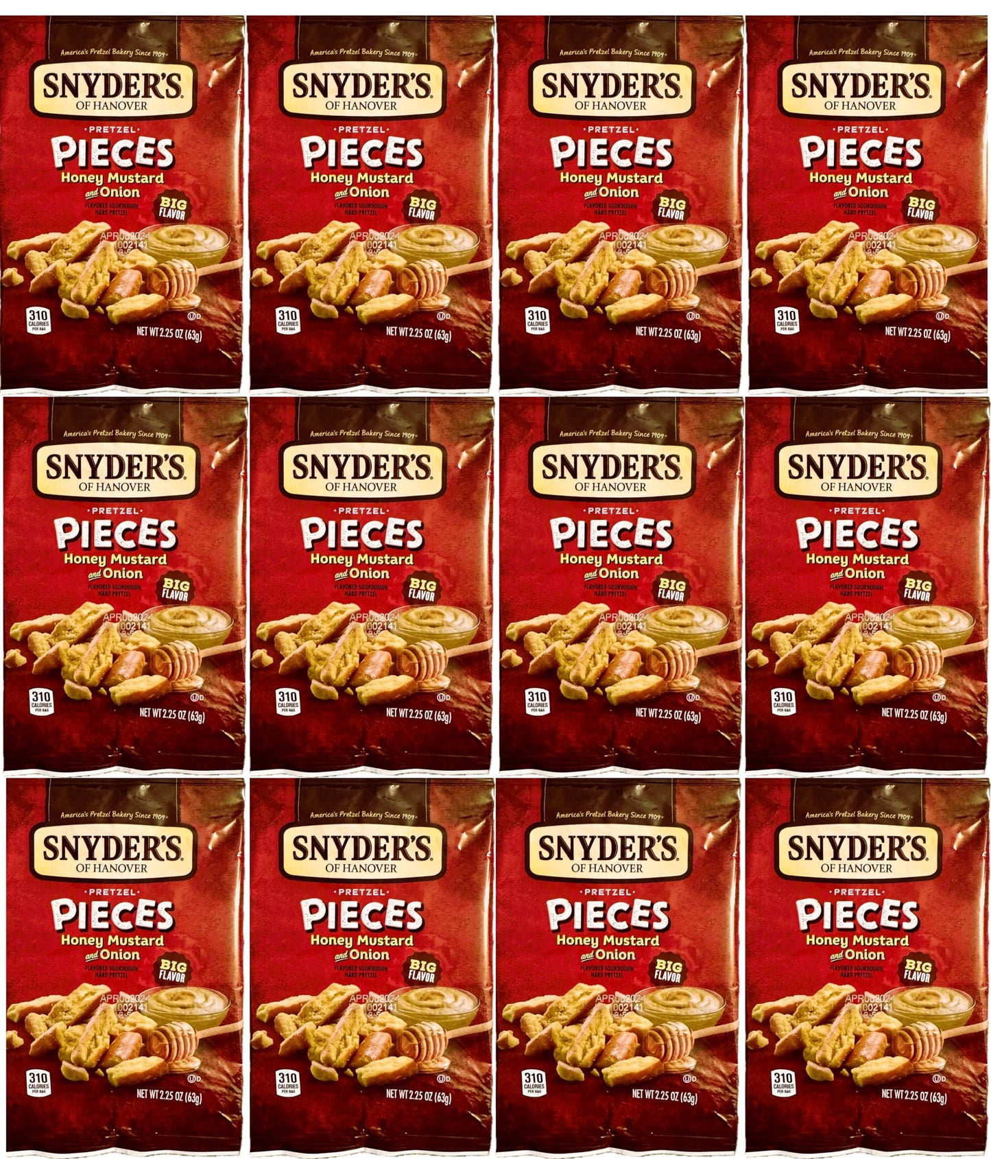 Snyder's of Hanover Pretzel Pieces, Honey Mustard Onion, 2.25 oz Pack of 12 bundled by SUPERDEALS with mystery gift in every order