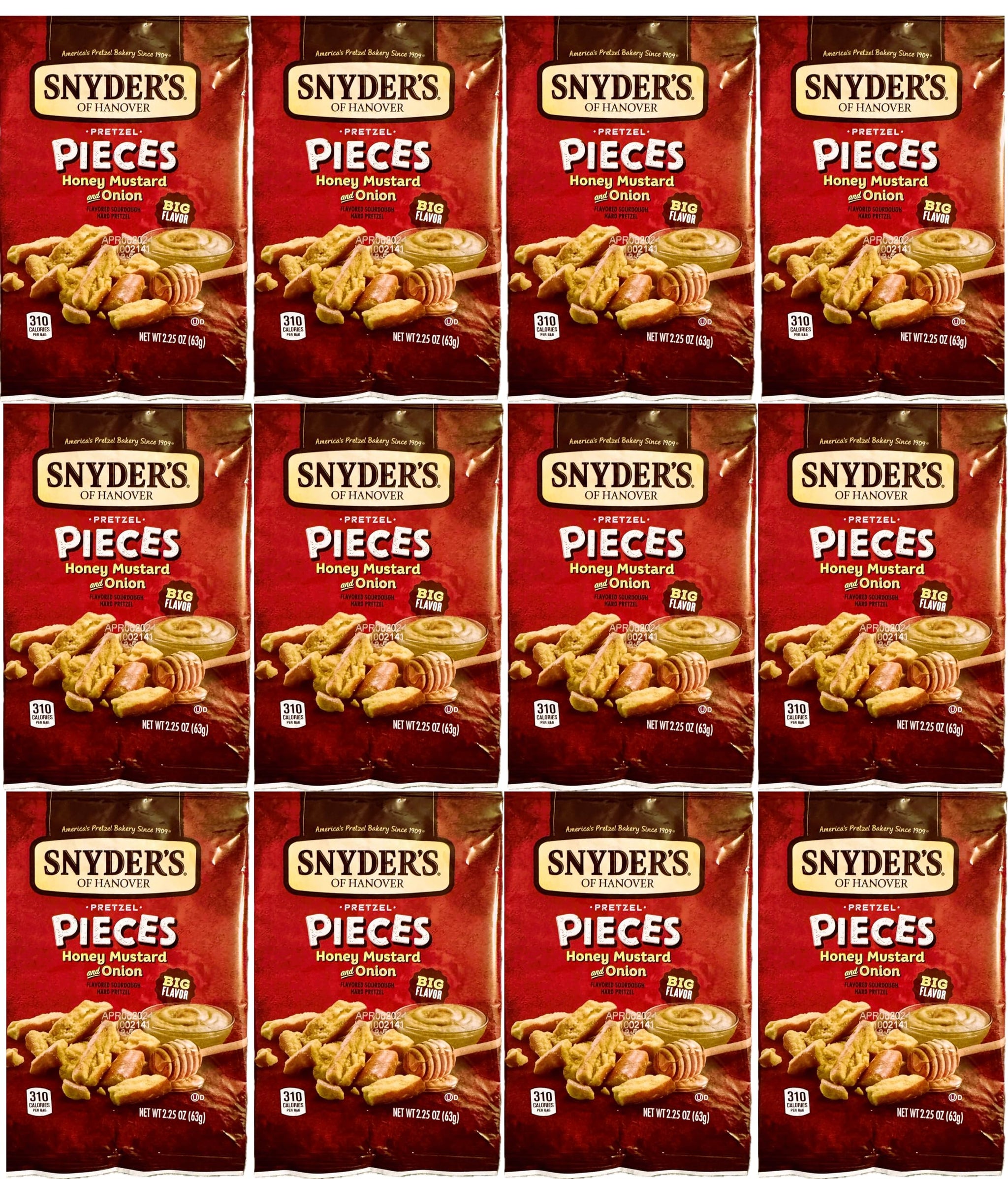 Snyder's of Hanover Pretzel Pieces, Honey Mustard Onion, 2.25 oz Pack of 12 bundled by SUPERDEALS with mystery gift in every order