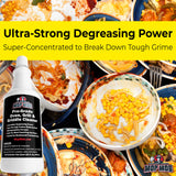 Commercial Grill and Oven Cleaner 32oz Concentrate 4pk. Heavy-Duty Fast-Acting Degreaser Solution Removes Carbon, Grime, Burnt Food and Oil