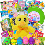 Prefilled Easter Basket for Kids - Easter Care Package with Toys & Candy, Chick Gift Box, Easter Basket Fillers Set