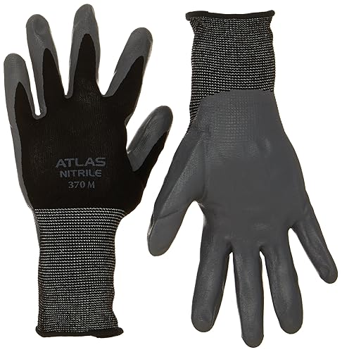 Atlas 370M Nitrile Tough Assembly Grip 370 Work Gloves, Medium