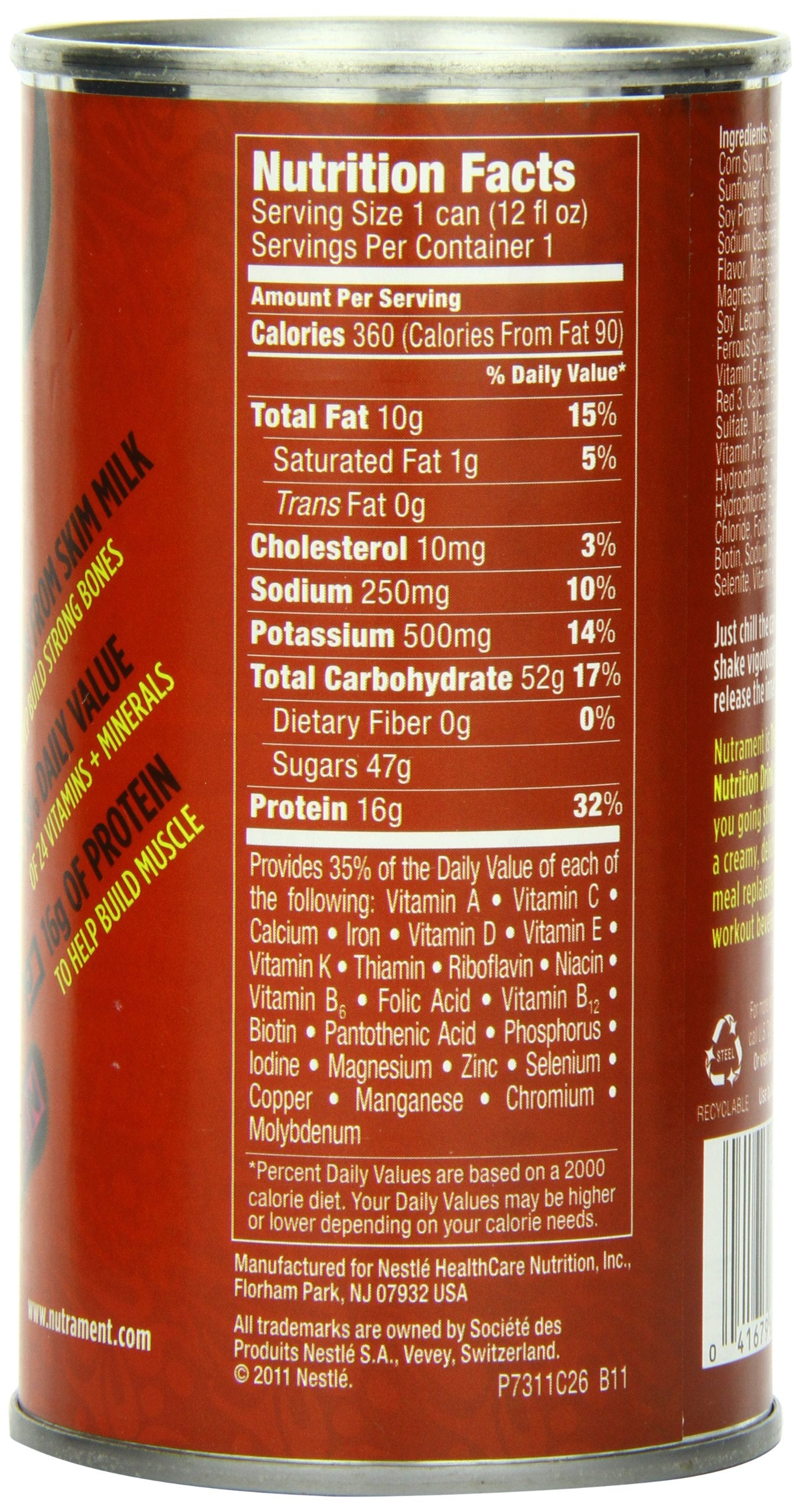 Nutrament Energy and Fitness Drink, Strawberry, 12 Ounce Cans (Pack of 12)