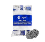 24 Count | KingSeal Stainless Steel Scrubbers, Scrub Pads, Heavy Duty, 50 gram Weight, Individually Wrapped - 2 Packs of 12 Scrubbers
