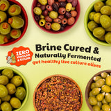 Olive My Pickle Live Culture Probiotic Mixed Olives - 6 Pack Olives Individual Packs of Butter Green Pitted Olives, Red Pepper & Garlic Stuffed Green
