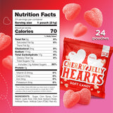 Cherry Hearts Jelly Candy - 24 Packs - Valentines Candy Individually Wrapped - Write-On To/From Pouches for Classroom Exchange - Jelly Hearts