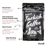 Emirelli Instant Turkish Coffee, Special Taste with Arabica Coffee Beans, Resealable Bag, 3.5 Ounce (100gr) (Cardamom)