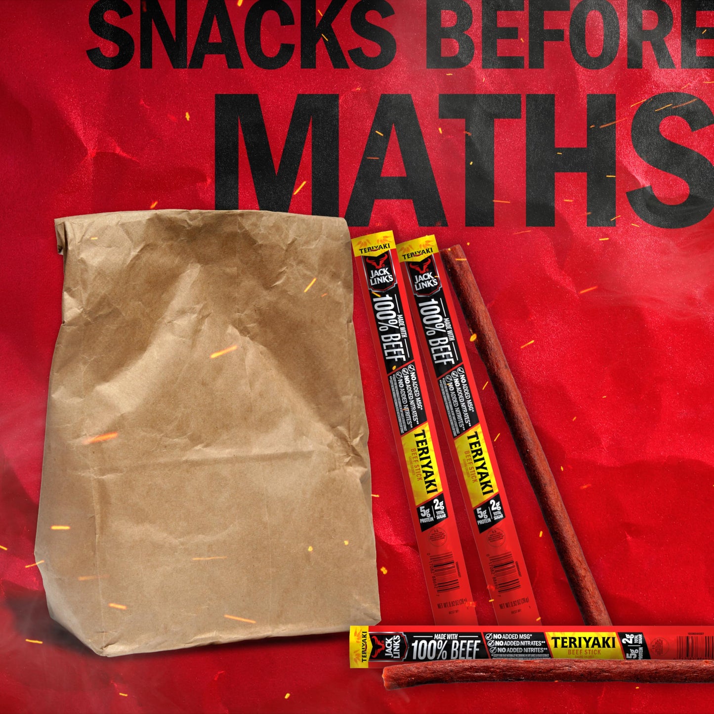 Jack Link's Beef Sticks, Teriyaki - Protein Snack, Meat Stick with 5g of Protein, Meat Snack Sticks Made with 100% Beef, Keto Friendly - 0.92 Oz. (1