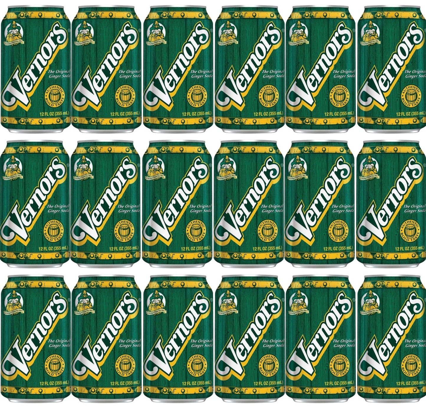 Woody's World - (18 Pack) Bundle of 12 oz. Vernor's Ginger Ale Soda | Great Home & Office Soft Drink Fridge Restock | Bulk Beverages For Snack Care