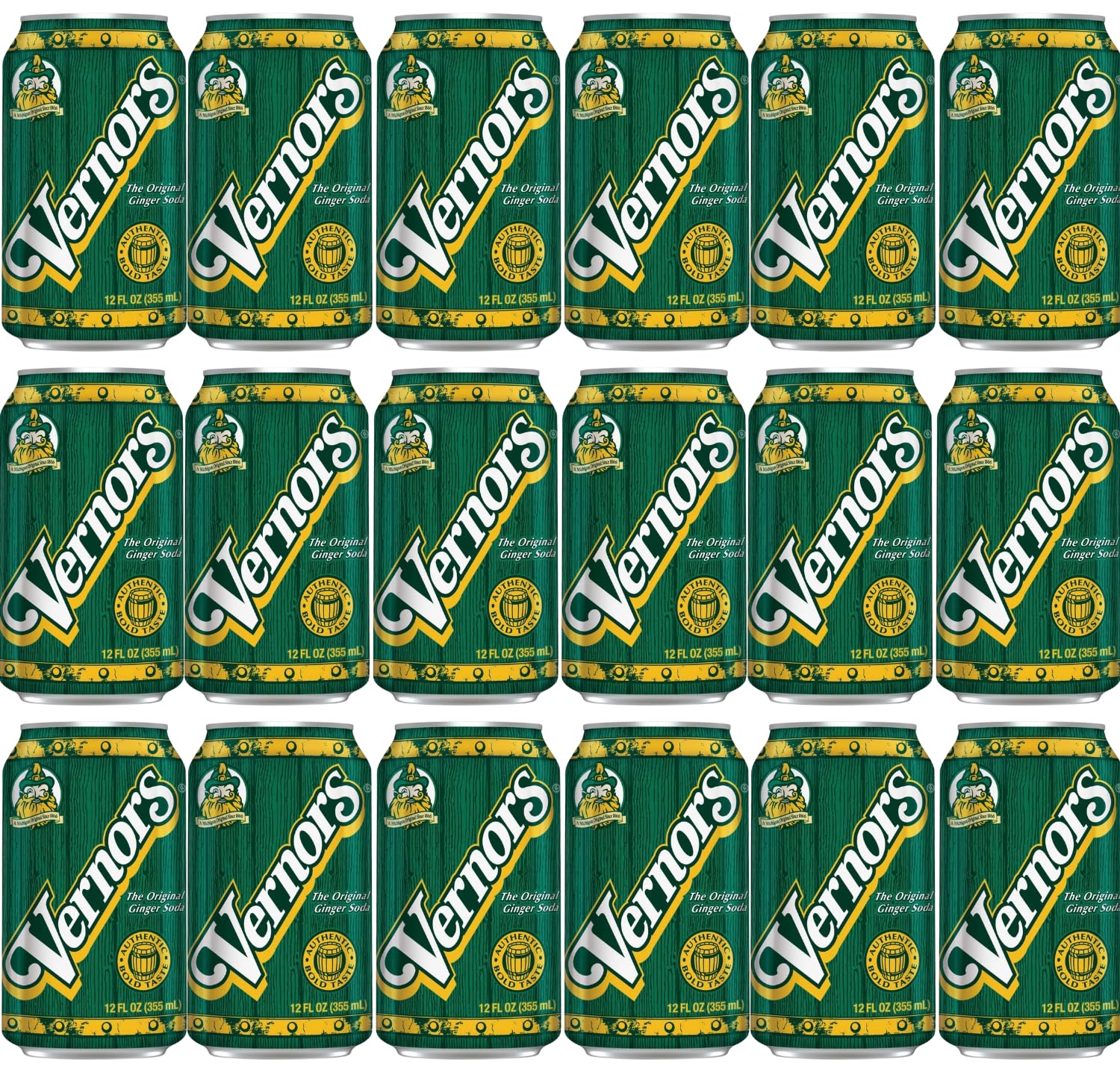 Woody's World - (18 Pack) Bundle of 12 oz. Vernor's Ginger Ale Soda | Great Home & Office Soft Drink Fridge Restock | Bulk Beverages For Snack Care