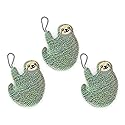Kikkerland Reusable Sloth Scrub Sponge - Cleaning Supplies for Kitchen, Home Essentials - Fun Gifts for Kids & Adults - Set of 3