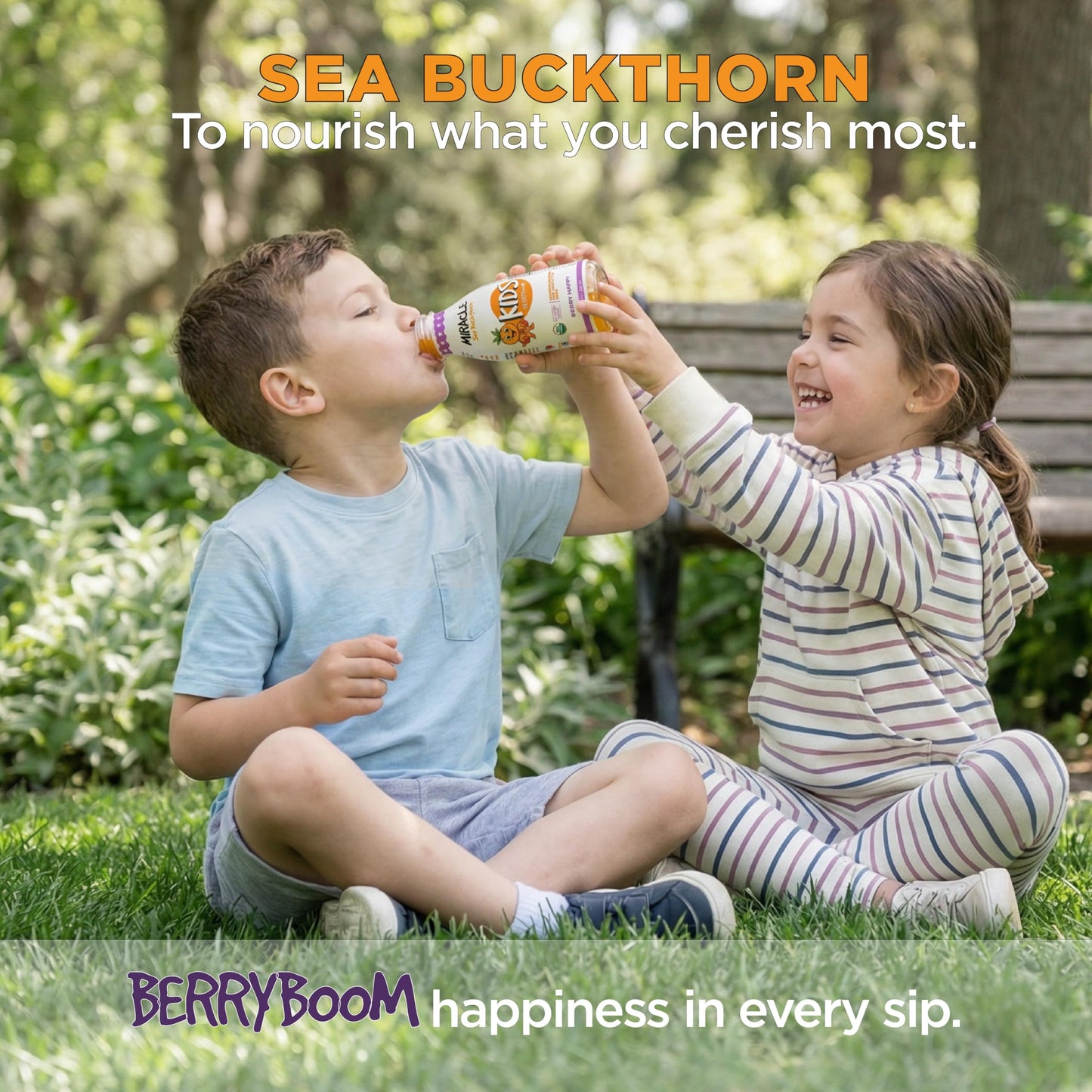 Miracle Sea Buckthorn Kids BERRY BOOM - Organic Sea Buckthorn Juice for Kids | Strawberry, Grape & Apple Blend | No Added Sugar, Non-GMO | Immune