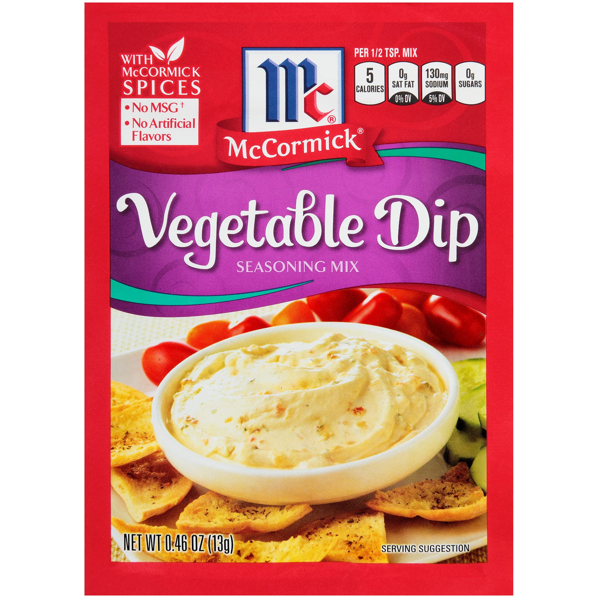 McCormick Vegetable Dip Seasoning Mix, 0.46 oz (Pack of 12)