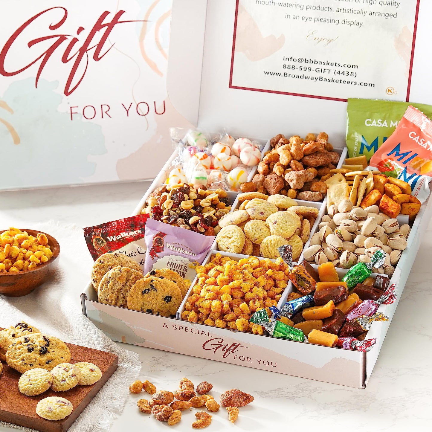 Broadway Basketeers Food Gift Basket Snack Gifts for Women, Men, Families, College, Appreciation, Thank You, Christmas, Corporate Holiday, Get Well