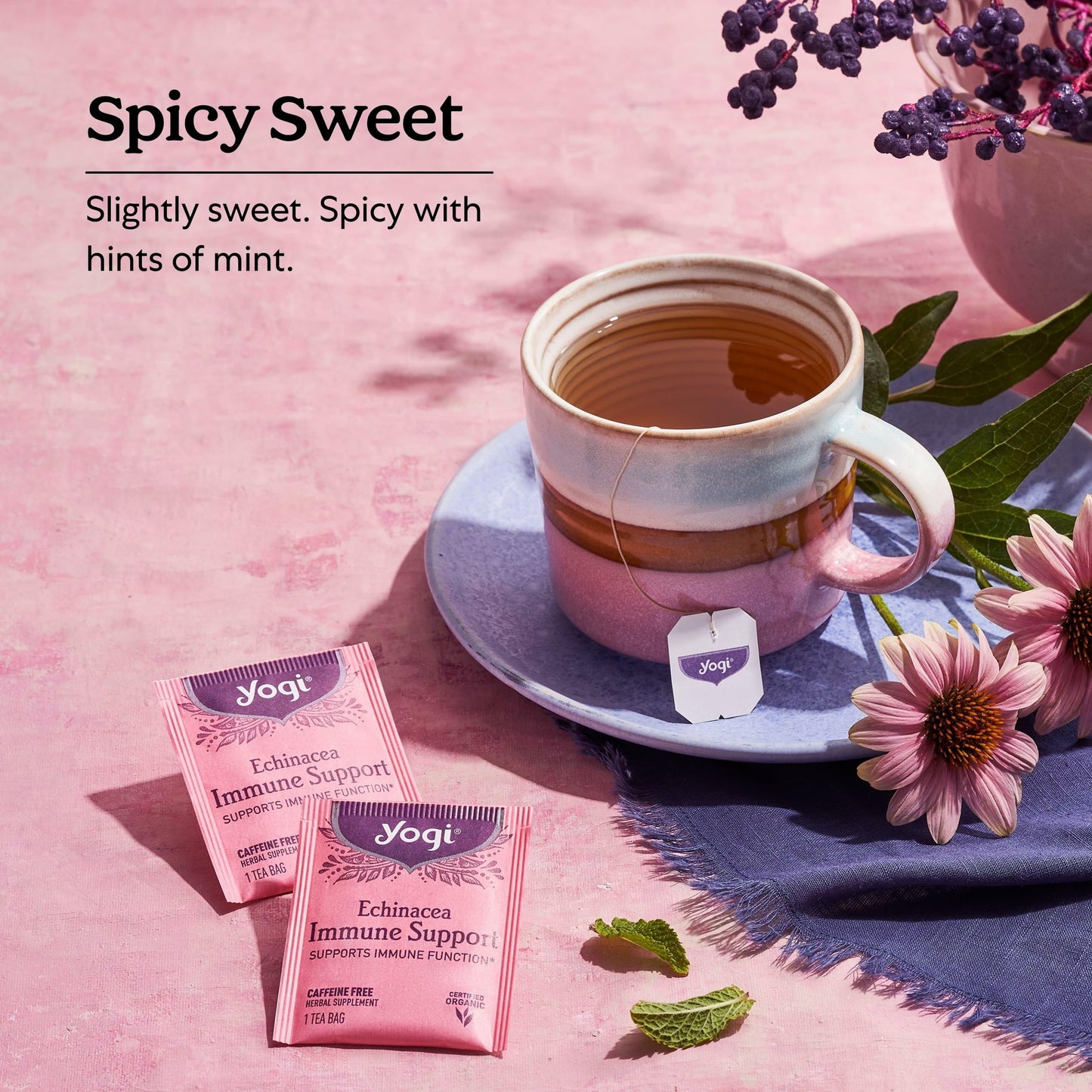 Yogi Tea Echinacea Immune Support Tea - 16 Tea Bags per Pack (4 Packs) - Organic Immunity Support Tea - Includes Peppermint Leaf, Lemongrass, Cinnamon