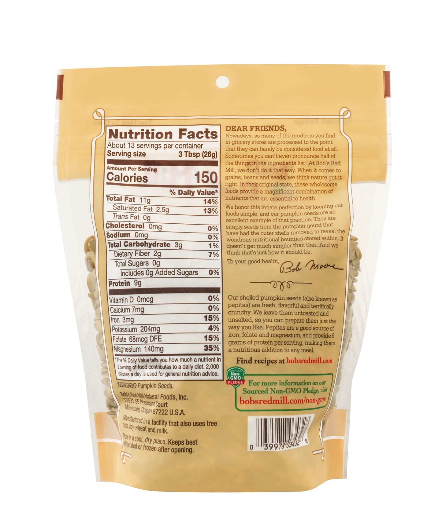 Bob's Red Mill Organic Pumpkin Seeds, 12oz (Pack of 1) - Non GMO, Vegan, Paleo Friendly, Keto Friendly, Kosher