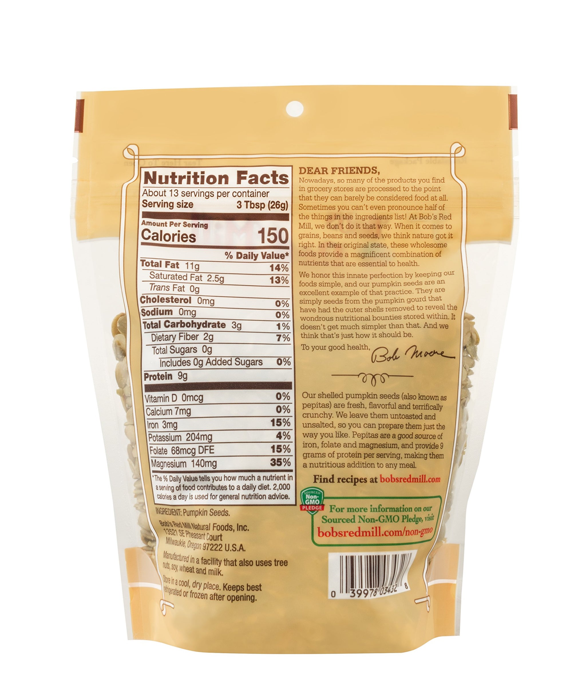 Bob's Red Mill Organic Pumpkin Seeds, 12oz (Pack of 1) - Non GMO, Vegan, Paleo Friendly, Keto Friendly, Kosher
