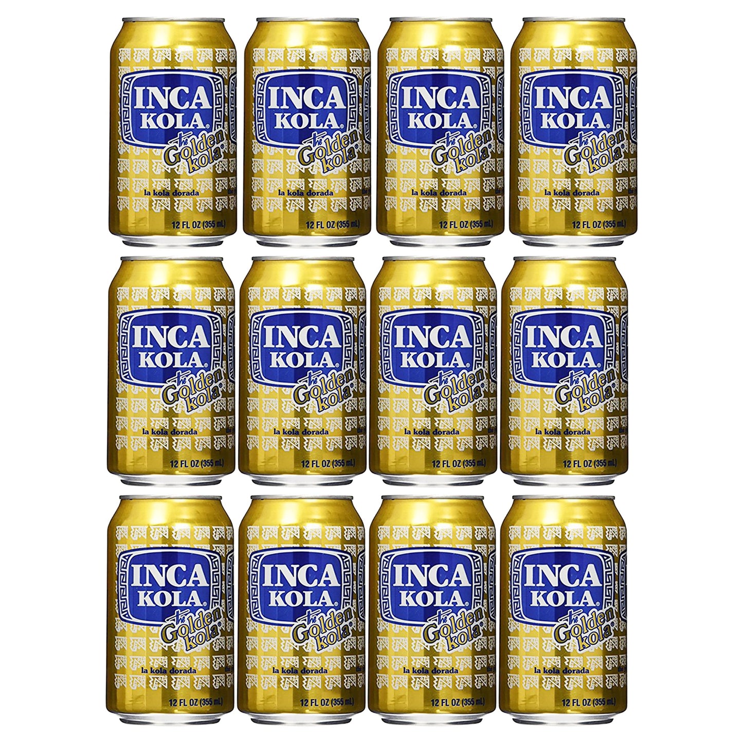 Inca Kola Golden Carbonated la kola dorada - 12 oz cans - 12pk