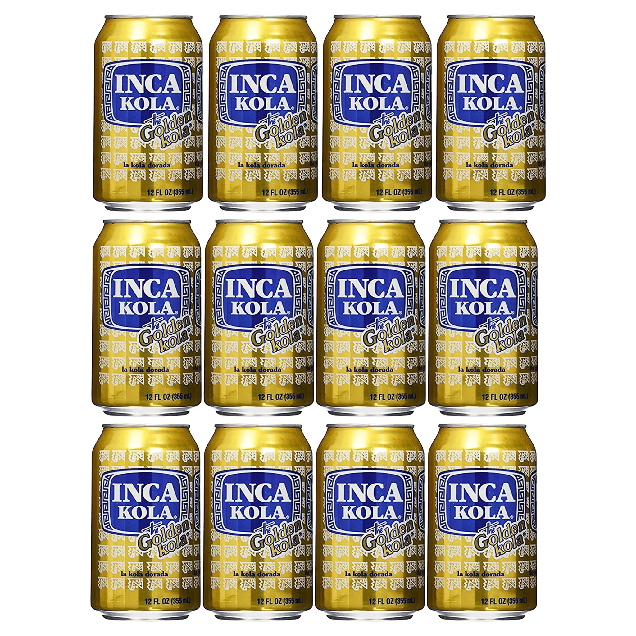 Inca Kola Golden Carbonated la kola dorada - 12 oz cans - 12pk