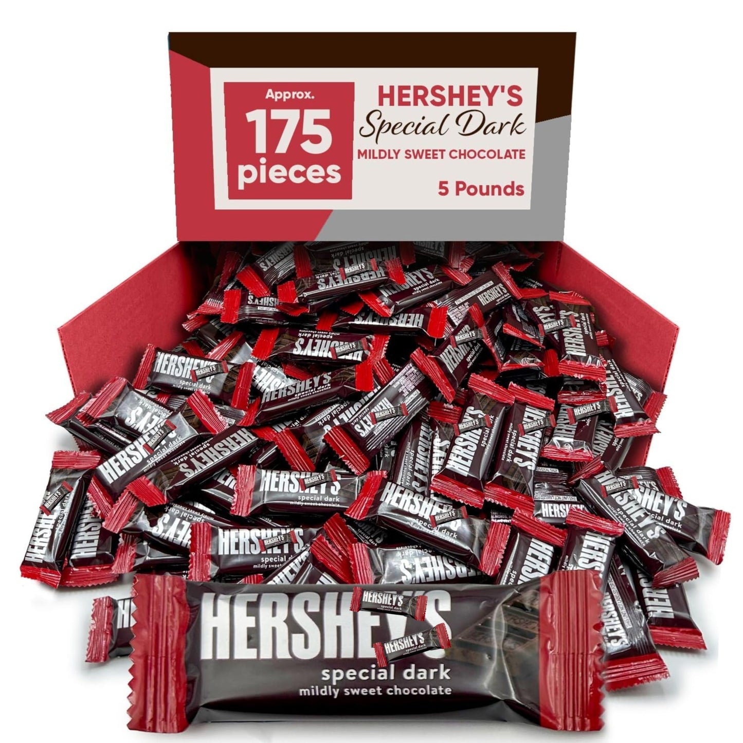 Special Dark Mildly Sweet Chocolate - 5 Pounds Approx 175 Halloween Candy Bulk Individually Wrapped - Dark Chocolate Snack Size Candy Bars - Halloween