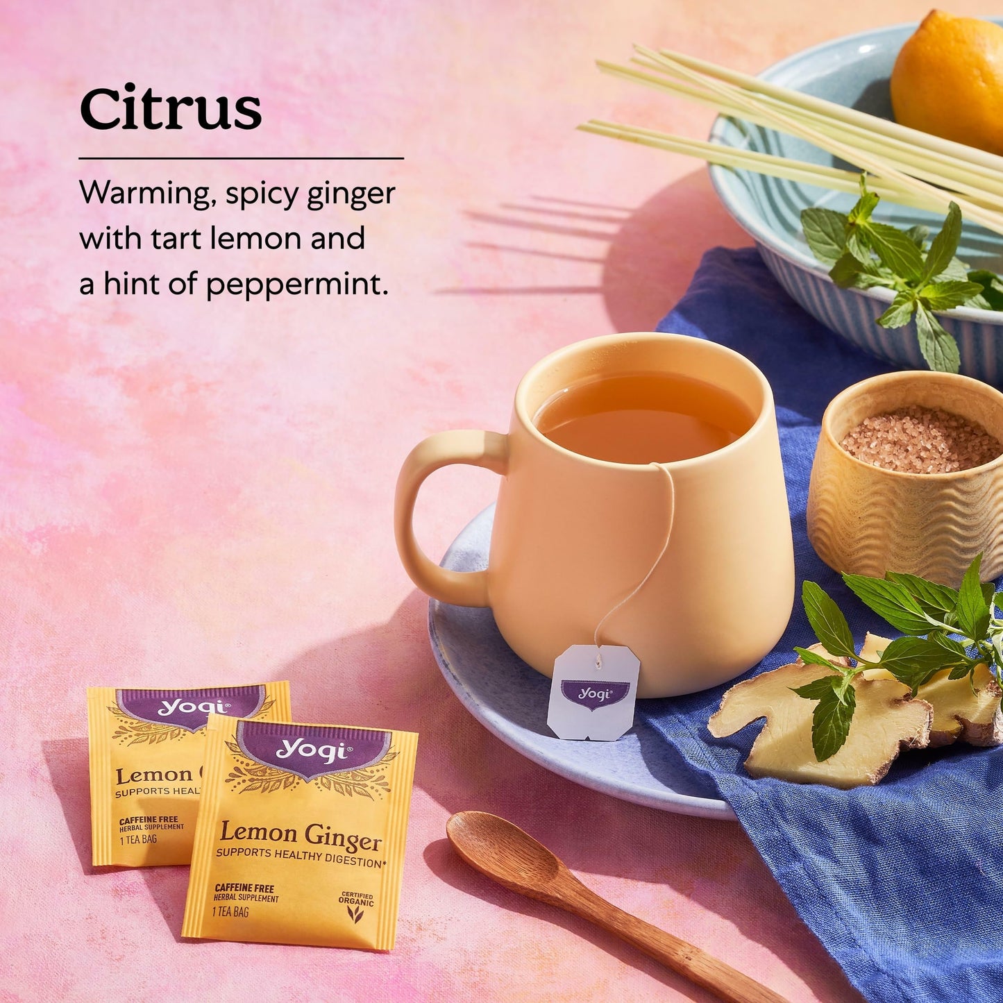 Yogi Tea Lemon Ginger Tea - 16 Bags per Pack (6 Packs) - Organic Ginger Root Tea to Support Healthy Digestion - Includes Lemongrass, Lemon Flavor
