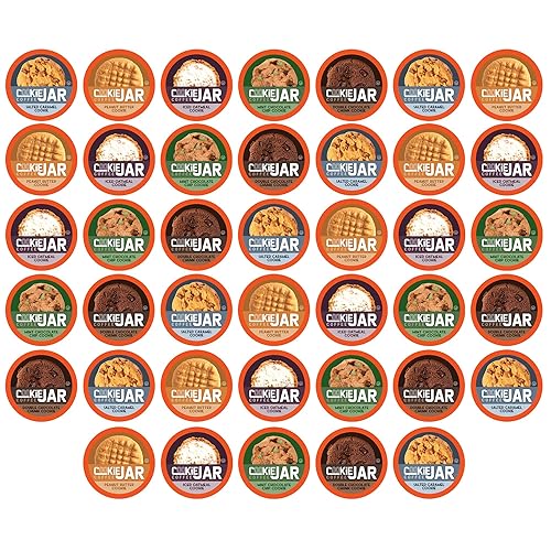 Cookie Jar Assorted Flavored Coffee Pods for Keurig K Cup Brewers, 40 Count Variety Pack - Flavored Coffee Sampler with Multiple Delicious Options