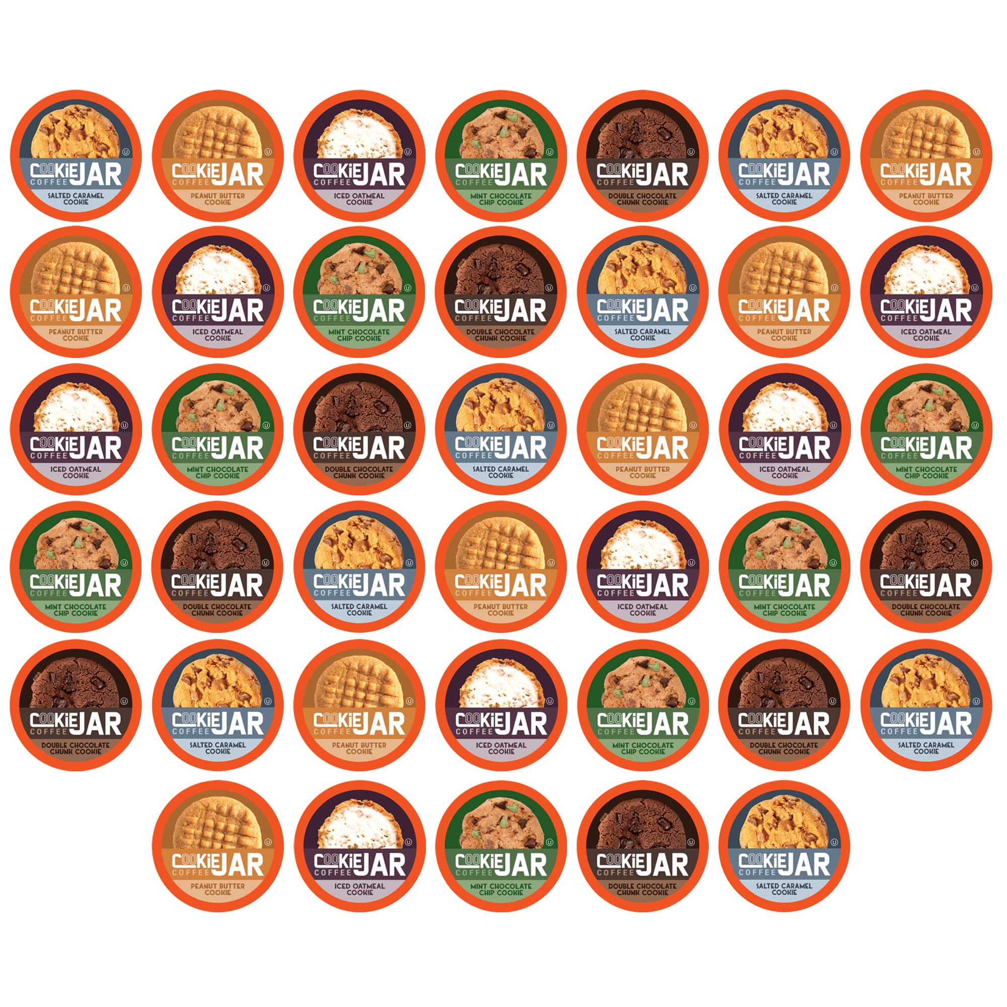 Cookie Jar Assorted Flavored Coffee Pods for Keurig K Cup Brewers, 40 Count Variety Pack - Flavored Coffee Sampler with Multiple Delicious Options